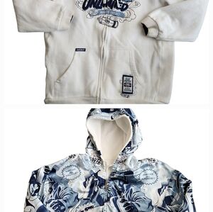 Ecko Unltd Vintage Reversible Y2K Graphic Full Zip Hoodie Men's 3XL White Blue